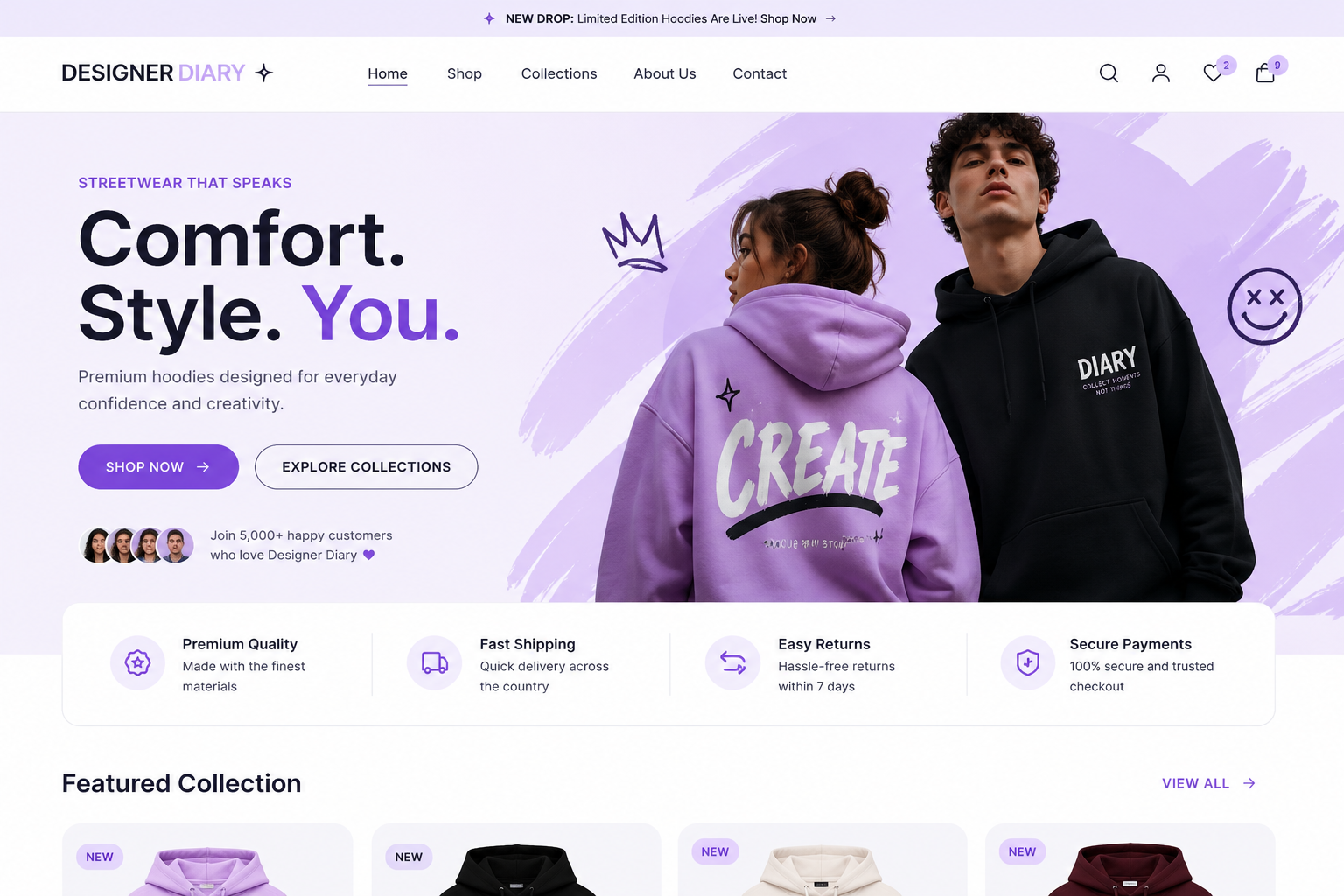 Designer Diary Fashion E-Commerce Preview